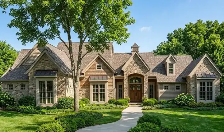 Country house plans 62-248 - front exterior, 3,864 sq ft, 4 bed, 4 bath house plans | Monster House Plans