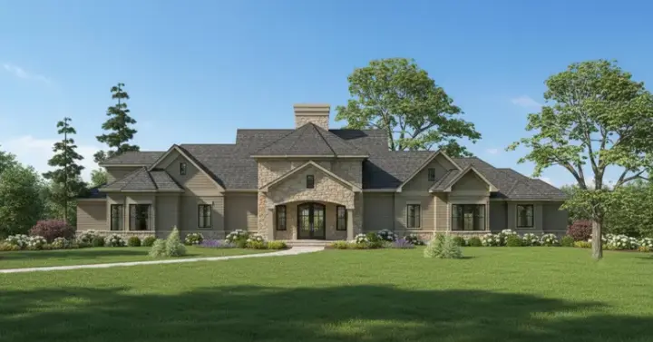 Traditional house plans 62-254 - front exterior, 3,896 sq ft, 2 bed, 2 bath house plans | Monster House Plans