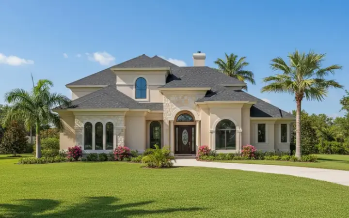 Mediterranean house plans 62-261 - front exterior, 3,915 sq ft, 4 bed, 3 bath house plans | Monster House Plans