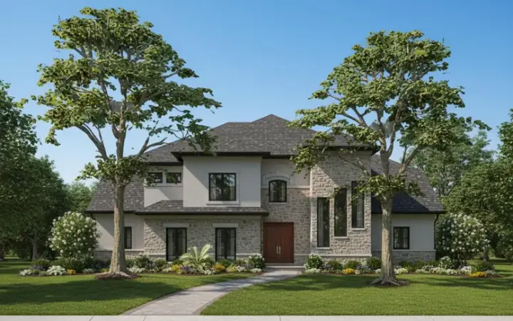 European house plans 62-265 - front exterior, 3,951 sq ft, 2 bed, 3 bath house plans | Monster House Plans