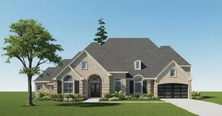 European house plans 62-267 - front exterior, 3,959 sq ft, 4 bed, 3 bath house plans | Monster House Plans