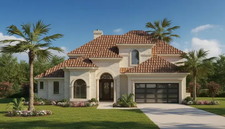 Mediterranean house plans 62-275 - front exterior, 4,004 sq ft, 4 bed, 3 bath house plans | Monster House Plans