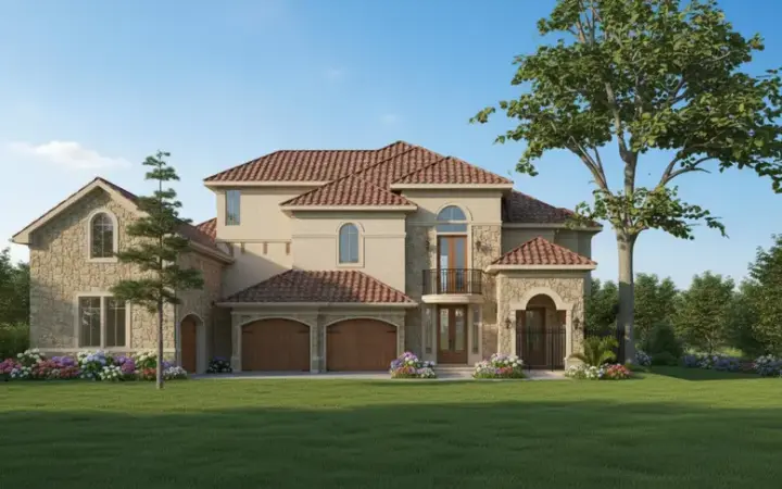 Mediterranean house plans 62-291 - front exterior, 4,138 sq ft, 3 bed, 3 bath house plans | Monster House Plans