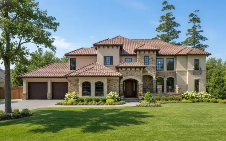 Mediterranean house plans 62-305 - front exterior, 4,220 sq ft, 4 bed, 4 bath house plans | Monster House Plans
