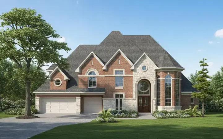 European house plans 62-315 - front exterior, 4,298 sq ft, 5 bed, 4 bath house plans | Monster House Plans