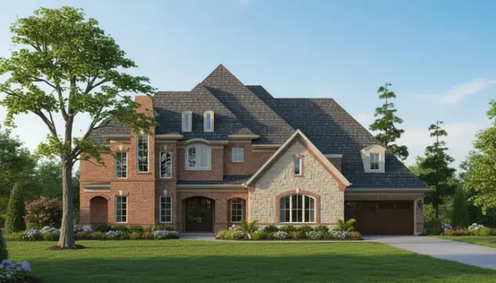 European house plans 62-317 - front exterior, 4,302 sq ft, 4 bed, 3 bath house plans | Monster House Plans