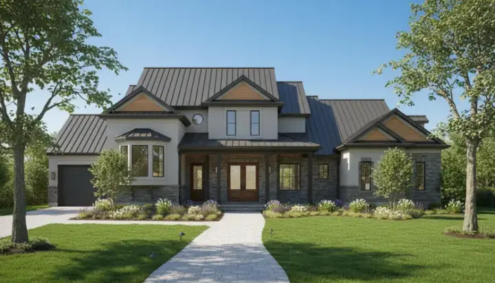 Country house plans 62-319 - front exterior, 4,323 sq ft, 4 bed, 4 bath house plans | Monster House Plans