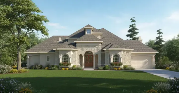 Mediterranean house plans 62-323 - front exterior, 4,069 sq ft, 4 bed, 3 bath house plans | Monster House Plans