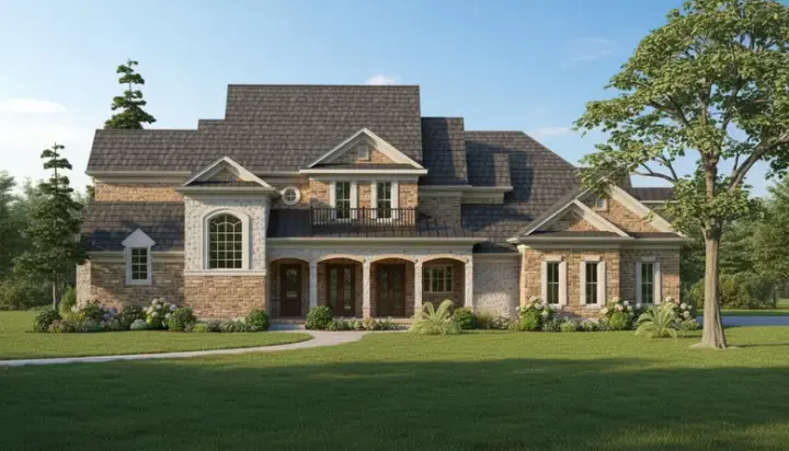 Country house plans 62-332 - front exterior, 4,405 sq ft, 4 bed, 3 bath house plans | Monster House Plans