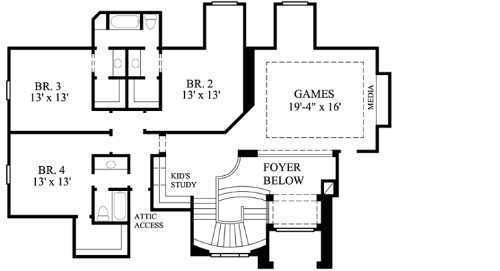 Upper/Second Floor Plan: 62-335