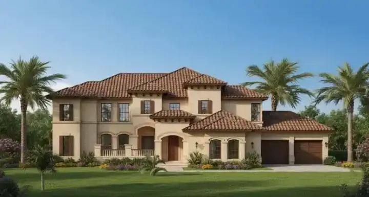 Mediterranean house plans 62-340 - front exterior, 4,472 sq ft, 5 bed, 4 bath house plans | Monster House Plans