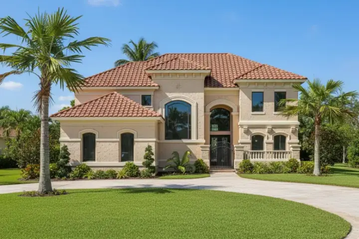 Mediterranean house plans 62-341 - front exterior, 4,474 sq ft, 4 bed, 4 bath house plans | Monster House Plans