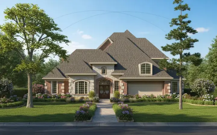 Traditional house plans 62-348 - front exterior, 4,496 sq ft, 4 bed, 4 bath house plans | Monster House Plans