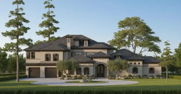 Mediterranean house plans 62-353 - front exterior, 4,518 sq ft, 4 bed, 4 bath house plans | Monster House Plans
