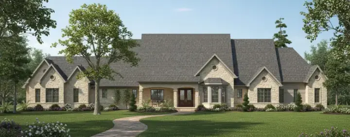 Country house plans 62-355 - front exterior, 4,525 sq ft, 4 bed, 3 bath house plans | Monster House Plans