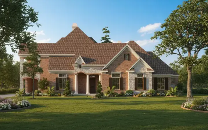 Traditional house plans 62-358 - front exterior, 4,531 sq ft, 4 bed, 4 bath house plans | Monster House Plans