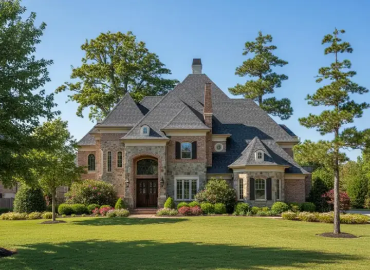 European house plans 62-367 - front exterior, 4,577 sq ft, 4 bed, 4 bath house plans | Monster House Plans