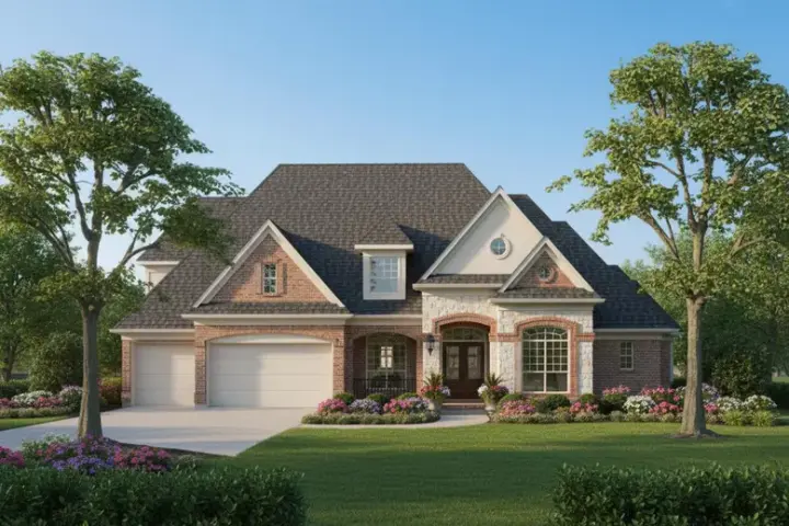 Traditional house plans 62-370 - front exterior, 4,579 sq ft, 5 bed, 4 bath house plans | Monster House Plans
