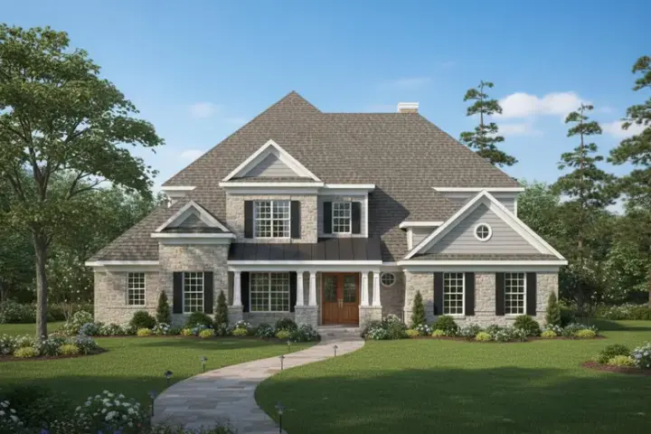 Traditional house plans 62-374 - front exterior, 4,633 sq ft, 4 bed, 4 bath house plans | Monster House Plans