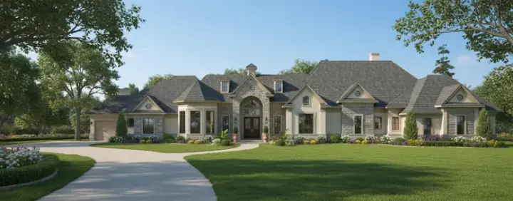 Traditional house plans 62-377 - front exterior, 4,657 sq ft, 3 bed, 3 bath house plans | Monster House Plans