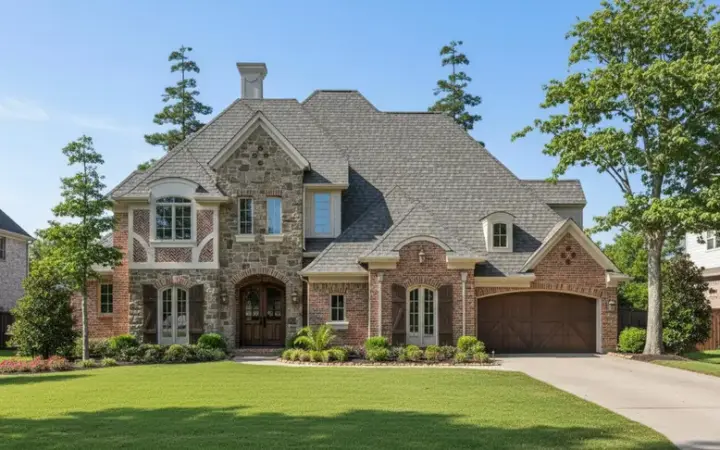 French Country house plans 62-379 - front exterior, 4,661 sq ft, 5 bed, 5 bath house plans | Monster House Plans