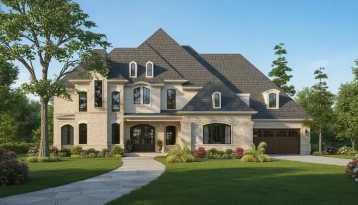 Traditional house plans 62-380 - front exterior, 4,672 sq ft, 5 bed, 4 bath house plans | Monster House Plans