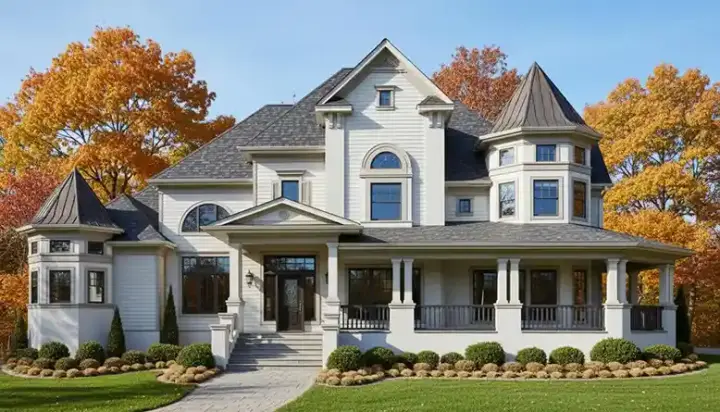 Victorian house plans 62-390 - front exterior, 4,756 sq ft, 3 bed, 3 bath house plans | Monster House Plans