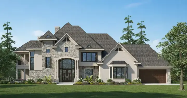 Traditional house plans 62-392 - front exterior, 4,793 sq ft, 4 bed, 4 bath house plans | Monster House Plans