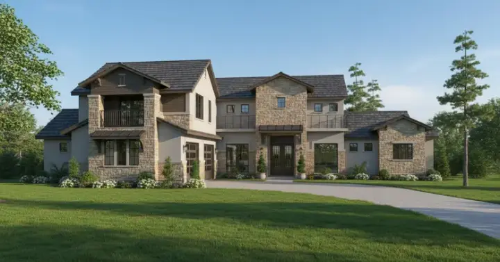 European house plans 62-401 - front exterior, 4,882 sq ft, 5 bed, 4 bath house plans | Monster House Plans