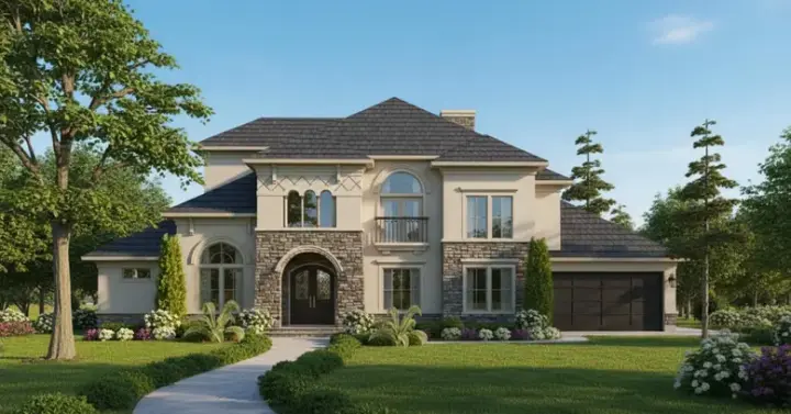 Mediterranean house plans 62-410 - front exterior, 4,978 sq ft, 5 bed, 5 bath house plans | Monster House Plans
