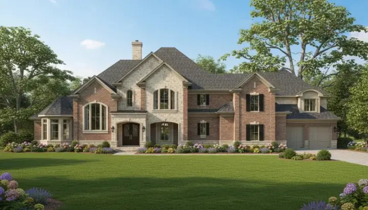 Traditional house plans 62-411 - front exterior, 4,984 sq ft, 5 bed, 5 bath house plans | Monster House Plans