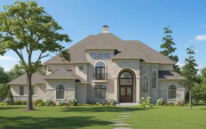Mediterranean house plans 62-415 - front exterior, 5,050 sq ft, 4 bed, 4 bath house plans | Monster House Plans