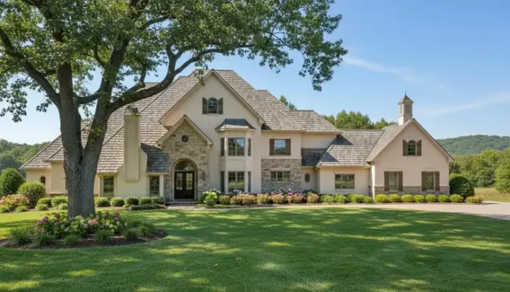 French Country house plans 62-417 - front exterior, 5,053 sq ft, 3 bed, 3 bath house plans | Monster House Plans