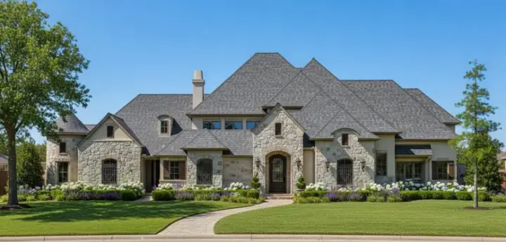 French Country house plans 62-420 - front exterior, 5,087 sq ft, 4 bed, 4 bath house plans | Monster House Plans