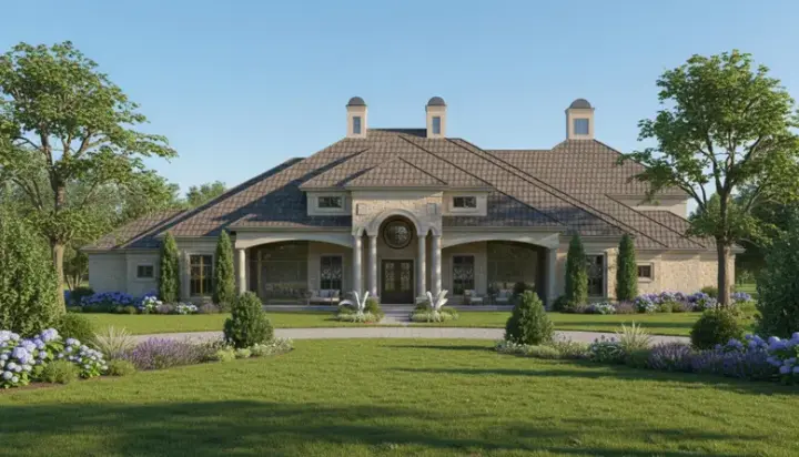 Mediterranean house plans 62-432 - front exterior, 5,314 sq ft, 4 bed, 4 bath house plans | Monster House Plans