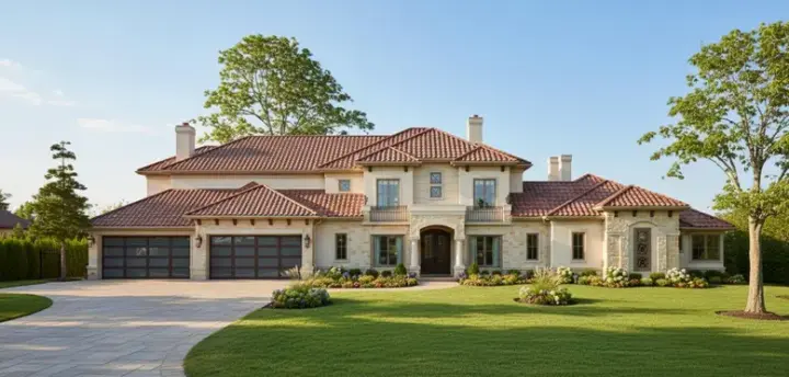 Mediterranean house plans 62-438 - front exterior, 5,386 sq ft, 4 bed, 5 bath house plans | Monster House Plans