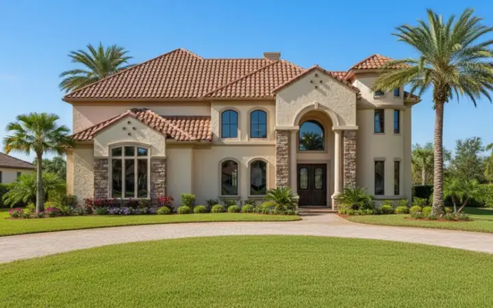 Mediterranean house plans 62-440 - front exterior, 5,394 sq ft, 4 bed, 4 bath house plans | Monster House Plans