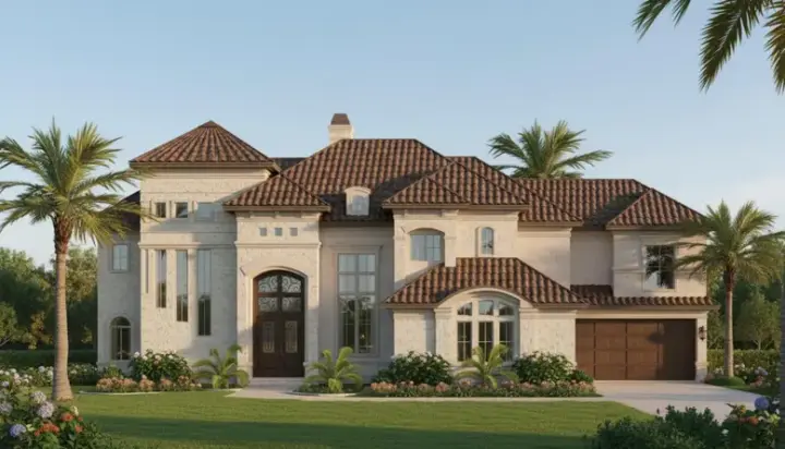 Mediterranean house plans 62-442 - front exterior, 5,403 sq ft, 5 bed, 5 bath house plans | Monster House Plans