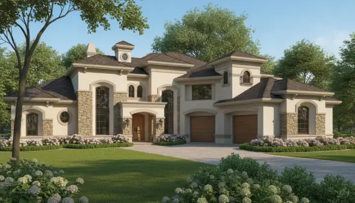 Mediterranean house plans 62-444 - front exterior, 5,415 sq ft, 5 bed, 5 bath house plans | Monster House Plans