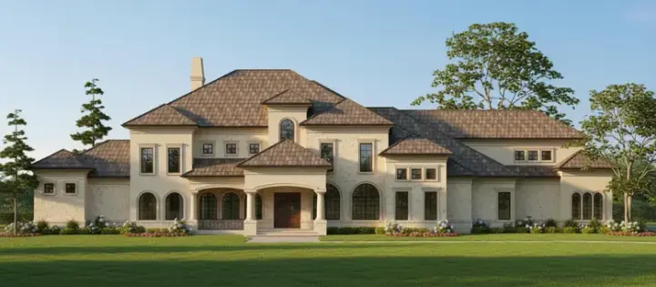 Mediterranean house plans 62-447 - front exterior, 5,553 sq ft, 4 bed, 4 bath house plans | Monster House Plans