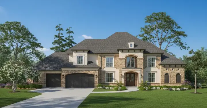 Traditional house plans 62-448 - front exterior, 5,564 sq ft, 4 bed, 4 bath house plans | Monster House Plans