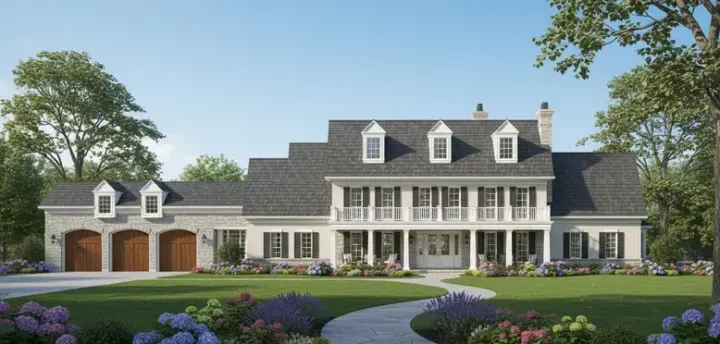 Southern Colonial house plans 62-457 - front exterior, 5,896 sq ft, 4 bed, 4 bath house plans | Monster House Plans