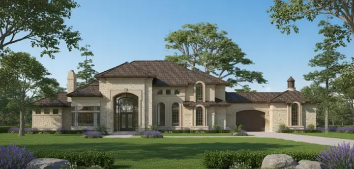 European house plans 62-462 - front exterior, 6,099 sq ft, 5 bed, 5 bath house plans | Monster House Plans