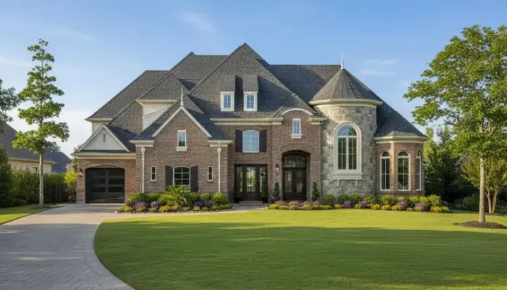 French Country house plans 62-464 - front exterior, 6,209 sq ft, 5 bed, 4 bath house plans | Monster House Plans