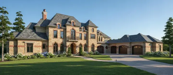 Traditional house plans 62-465 - front exterior, 6,253 sq ft, 5 bed, 5 bath house plans | Monster House Plans