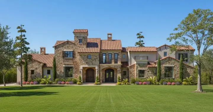Tuscan house plans 62-474 - front exterior, 6,645 sq ft, 5 bed, 5 bath house plans | Monster House Plans