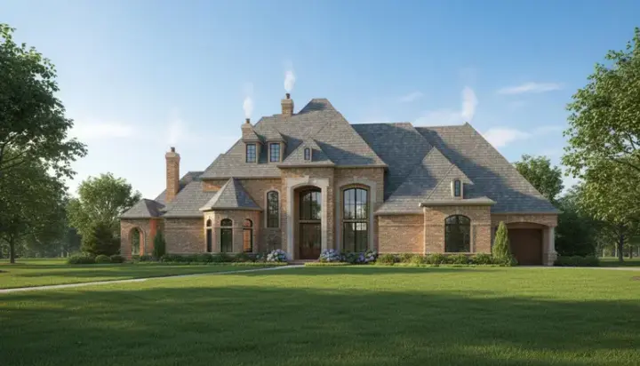 European house plans 62-480 - front exterior, 6,820 sq ft, 4 bed, 5 bath house plans | Monster House Plans
