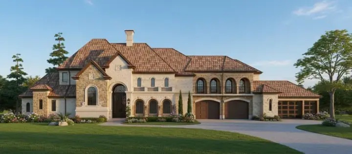 Traditional house plans 62-488 - front exterior, 7,557 sq ft, 4 bed, 5 bath house plans | Monster House Plans