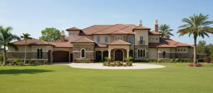 Mediterranean house plans 62-492 - front exterior, 8,542 sq ft, 5 bed, 5 bath house plans | Monster House Plans