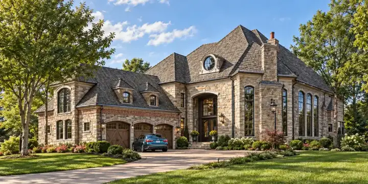European house plans 63-105 - front exterior, 5,498 sq ft, 3 bed, 4 bath house plans | Monster House Plans